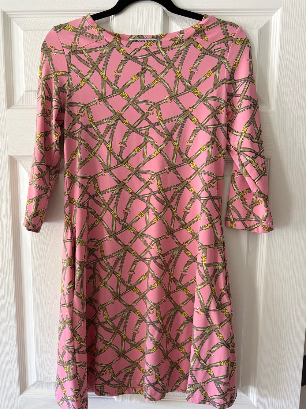 ✨ Barbara Gerwit Pink Equestrian Belt Print Dress ✨